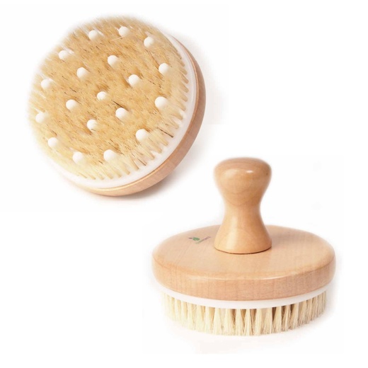 Щетка для сухого массажа CF 0206 круглая с щетиной и зубцами