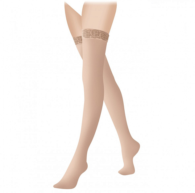 Чулки компрессионные с ажурной резинкой на широкое бедро (закрытый носок) 2 класс Idealista ID-301W