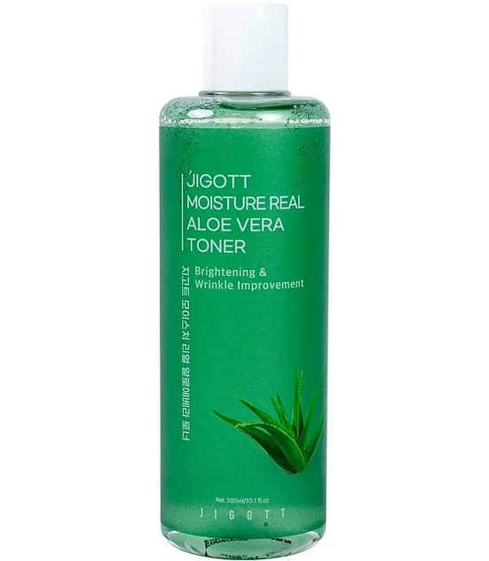 Тонер для лица увлажняющий с алоэ Jigott Moisture Real Aloe Vera Toner, 300 мл